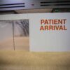 The patient arrival area at a temporary hospital